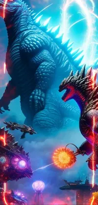 Futuristic Godzilla War Live Wallpaper