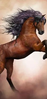 Discover the captivating and alluring phone live wallpaper that showcases a high-resolution illustration of a horse jumping in mid-air, surrounded by a dramatic sky
