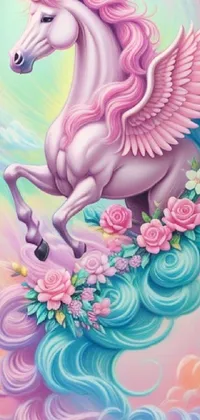 Horse Mythical Creature Flower Live Wallpaper