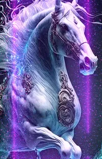 This horse live wallpaper showcases a stunning close up of a majestic horse against a black background