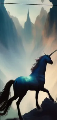 Looking for a stunning live wallpaper for your phone? Look no further than this breathtaking depiction of a unicorn atop a mountain