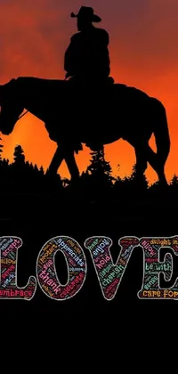 Experience a breathtaking live wallpaper of a horse carrying a man through the vibrant forest at sunset