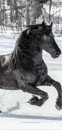 Horse Snow Working Animal Live Wallpaper