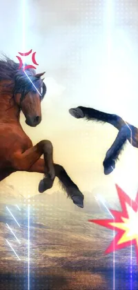 Looking for a stunning, action-packed nature wallpaper for your phone? Check out this incredible live wallpaper featuring two majestic horses battling it out in a wide-open field