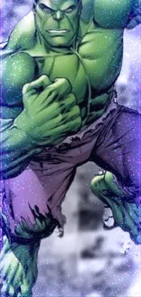 The Hulk live wallpaper is a vibrant and exciting addition to any phone with a collage of dynamic comic book images showcasing the character's immense strength and power