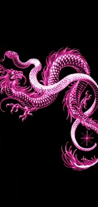 This live wallpaper is a stunning design featuring a pink dragon on a black background