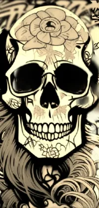 Get a bold and edgy iPhone wallpaper with this lowbrow drawing of a skull