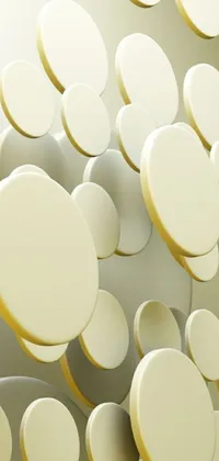 This live wallpaper features white circles floating in the air, set against walls with warm yellow tones