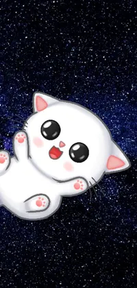 Brighten up your phone screen with this adorable phone live wallpaper featuring a close-up of a cute cat! The digital rendering showcases the feline character in a cool pose against a mesmerizing galaxy background