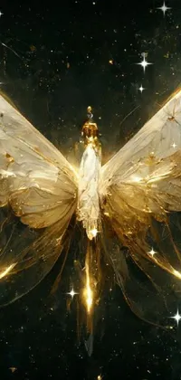 Bring a touch of mystique and magic to your phone's home screen with this close-up gold butterfly phone live wallpaper