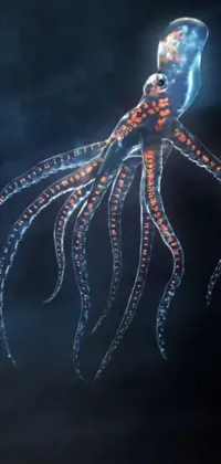 Enhance your phone screen with this striking live wallpaper that features an incredibly realistic depiction of an octopus floating gracefully in water