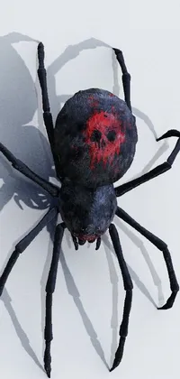 This live phone wallpaper features a 3D render of a black widow spider