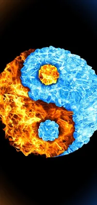 Looking for a stunning live wallpaper for your phone? Check out our unique fire and water yin symbol design! Featuring a beautiful and dynamic yin-yang symbol, with ice and flame elements, on a sleek black background, this wallpaper will bring serenity to your device