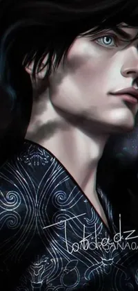 This live phone wallpaper features a character close up with dark hair