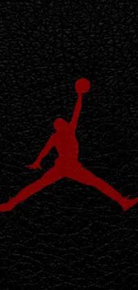 This live wallpaper features the red Air Jordan logo set against a black background with a grainy texture