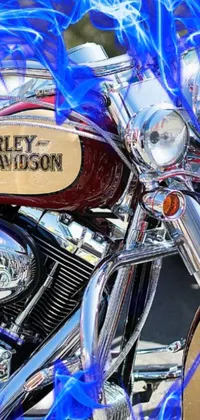 Get ready to rev up your phone's background with this motorcycle-themed live wallpaper! Featuring an up-close shot of a Harley Davidson, this live wallpaper showcases a striking airbrushed painting inspired by fashion and art photography styles