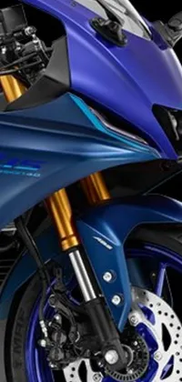 This visually impressive phone live wallpaper features an eye-catching electric blue motorcycle depicted in a unique art style similar to sōsaku hanga