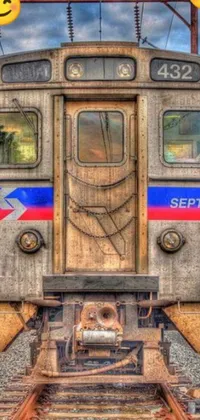 This live phone wallpaper showcases a close-up photograph of a train and train track