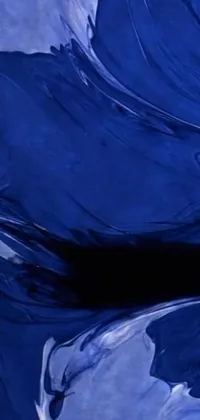 This live wallpaper features a close-up image of a vibrant blue flower on a vhs screencap-themed background, complete with drips of black iridescent liquid to enhance its abstract style