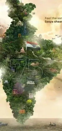 This live wallpaper for phones depicts India with a map and a flying helicopter
