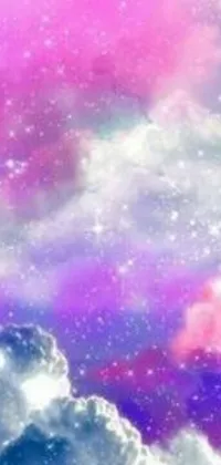This unique live wallpaper features a stunning display of colorful clouds set against a beautiful starry sky