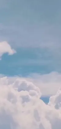 Experience the thrill of flight with this exquisite live wallpaper depicting a jetliner soaring through a picturesque cloudy blue sky