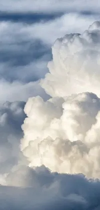 Looking for a breathtaking live wallpaper for your phone? Check out this stunning depiction of a jetliner flying through a cloudy sky, complete with tattoos of cumulus clouds across the display