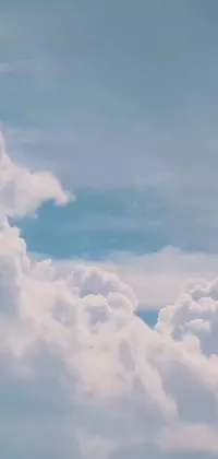 Enjoy a dynamic live wallpaper for your phone featuring a jetliner soaring through a cloudy blue sky