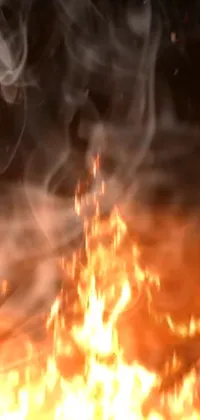 This phone live wallpaper showcases a stunning footage of a burning fire with smoky effects