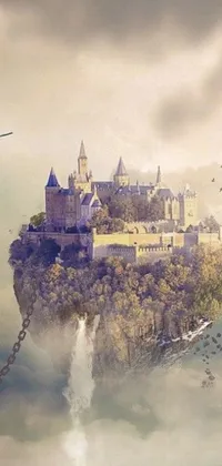 Discover a mesmerizing and breathtaking phone live wallpaper featuring a castle on a cliff in the sky