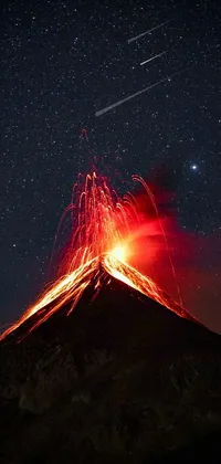 Immerse yourself in the incredible power of a live volcano with this mesmerizing phone live wallpaper