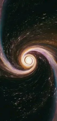 If you are looking for an out of this world live wallpaper for your smartphone, look no further than this space-themed wallpaper! This wallpaper features a stunning spiral in the center of a space filled with stars, a black hole time portal at the bottom of the screen, and a video still of a gorgeous galaxy in the background