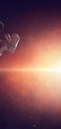 This live wallpaper for your phone showcases a stunning digital art scene of two individuals soaring through space
