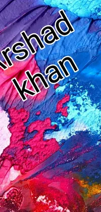 This phone live wallpaper features a colorful airbrush painting with words, designed in a vibrant pink and blue neon color palette
