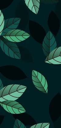 Add a touch of nature to your phone with this beautiful live wallpaper featuring a pattern of green leaves set against a black background