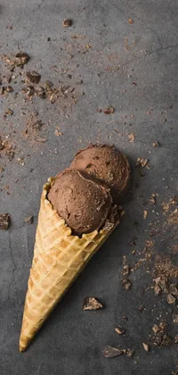 Indulge your sweet cravings with the delicious Chocolate Ice Cream Cone phone live wallpaper