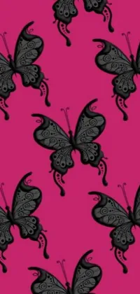 This pink and black butterfly live phone wallpaper is simply breathtaking