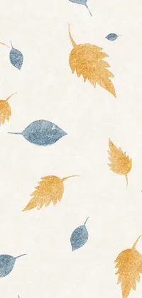 This phone live wallpaper features a stunning pattern of orange and blue leaves against a white background