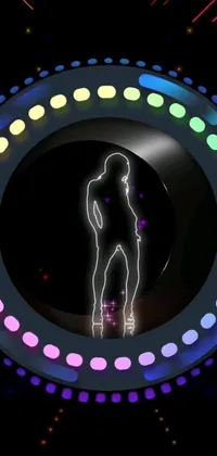 Discover an electrifying phone live wallpaper featuring a stylized female silhouette standing in a mesmerizing holographic circle