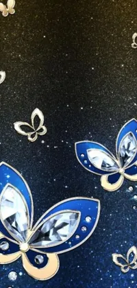 This phone live wallpaper showcases a beautiful image of blue and white butterflies in flight
