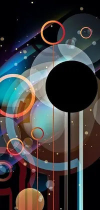 This abstract black hole phone live wallpaper features a mesmerizing bunch of floating bubbles in vector art style