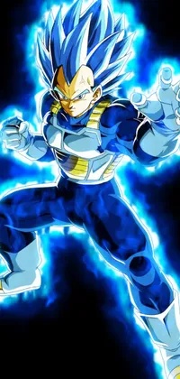 Enhance your phone screen with a dynamic and modern Blue Vegeta live wallpaper from Dragon Ball