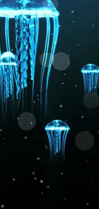 Get lost in the serene and captivating world of these graceful jellyfish with this stunning live wallpaper
