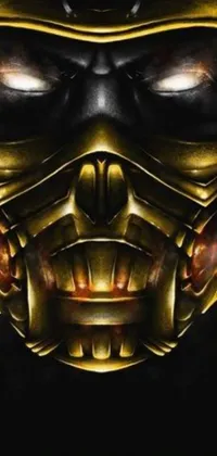 Looking for an intense and bold live wallpaper? Look no further! Our mask-themed wallpaper features a scorpion mask with sleek golden armor, against a black background with Mordor tower as background