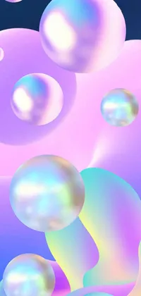 This mobile live wallpaper features a beautiful and glossy design with a bunch of bubbles floating on top of each other
