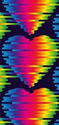 Looking for a colorful and playful live wallpaper for your phone? Check out this rainbow heart pattern on a black background