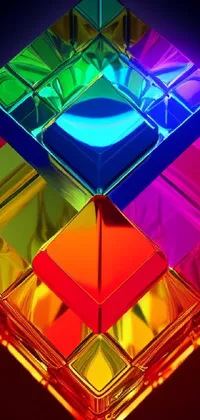 This live wallpaper is a stunning display of colorful cubes in crystal cubism style