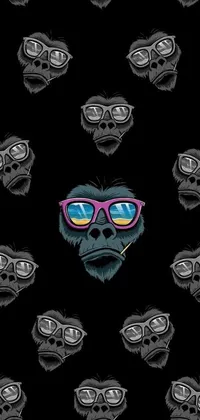 This phone live wallpaper features a group of cool owls wearing sunglasses on a stylish black background