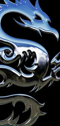 This stunning live wallpaper features a close-up of a chrome metal dragon set on a sleek black background