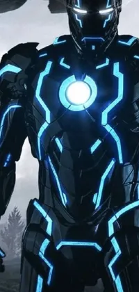This live phone wallpaper features a futuristic design of a person in a sleek full body plated armor